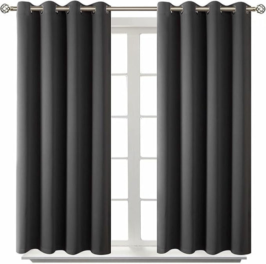 BGment Blackout Curtains - Grommet Thermal Insulated Room Darkening Bedroom and Living Room Curtain, Set of 2 Panels (52 x 45 Inch, Dark Grey)