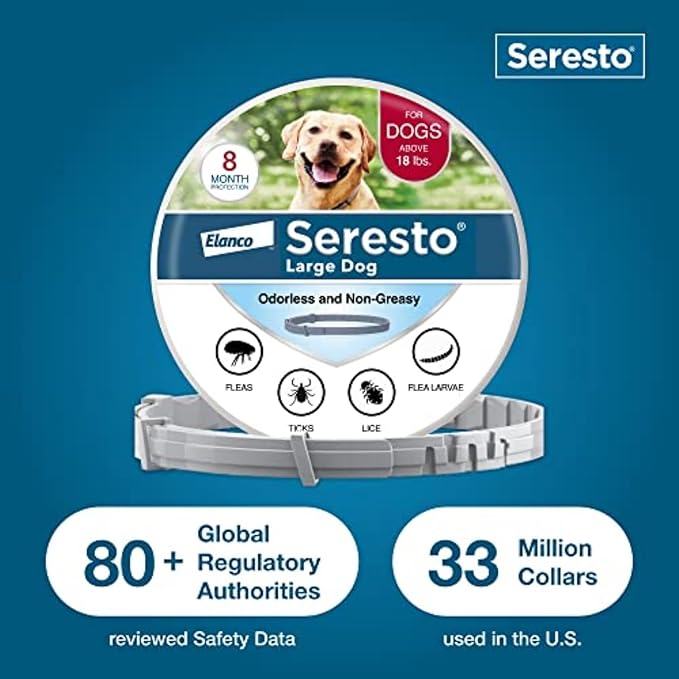 Seresto Large Dog Vet-Recommended Flea & Tick Treatment & Prevention Collar for Dogs Over 18 lbs. | 2-Pack-Mewly Pet