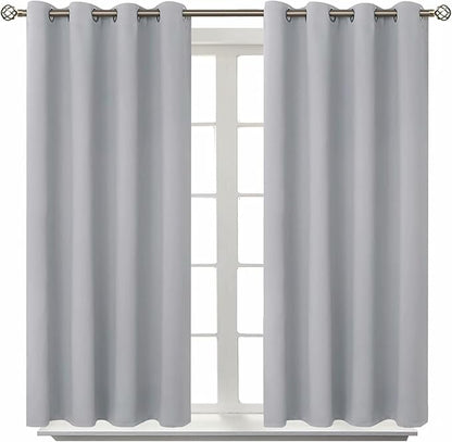 BGment Room Darkening Curtains 54 Inches Long - Grommet Thermal Insulated Drapes Window Treatment Curtains for Bedroom, 2 Panels, 52 x 54 Inch, Light Grey