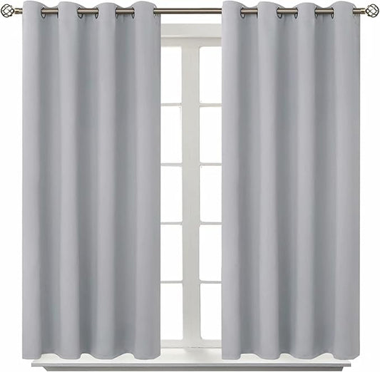 BGment Room Darkening Curtains 45 Inches Long - Grommet Thermal Insulated Drapes Window Treatment Curtains for Bedroom, 2 Panels, 52 x 45 Inch, Light Grey
