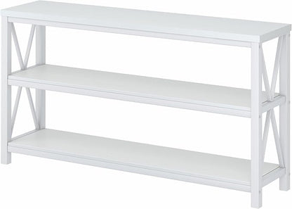 FATORRI Console Table for Entryway, Long Sofa Table with 3 Tier Shelves, Modern White Hallway Tables for Living Room (55 Inch, White Oak)