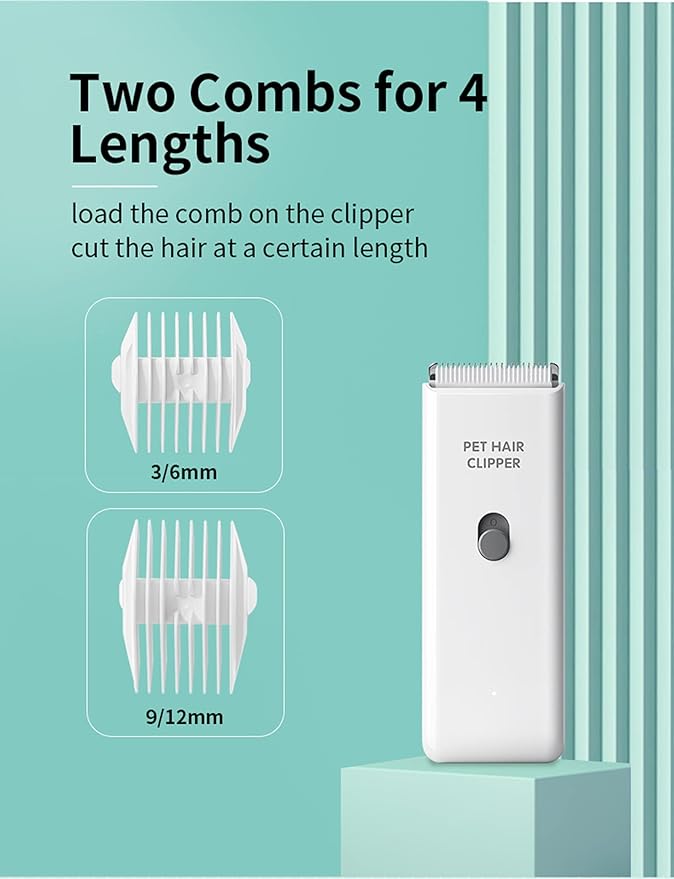 Dog Cat Home Hair Waterproof Clipper Portable Electric USB Rechargeable Pet Grooming Tools Low Noise Shaver Cordless Trimmer for Small and Large Pets-Mewly Pet