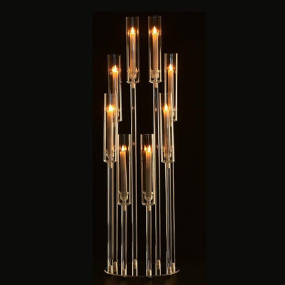VINCIGANT 4PCS 8 Arms Clear Candelabra Candle Holder for Wedding Decorations,38.5 inches Tall Arcylic Candlesticks Holder with Shade for Table Dinner Party Fireplace Decoration