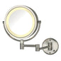 JERDON Wall-Mounted Makeup Mirror with LED Lighting - Direct Wire Lighted Makeup Mirror with 8X Magnification & Nickel Finish Wall Mount - Model HL75ND
