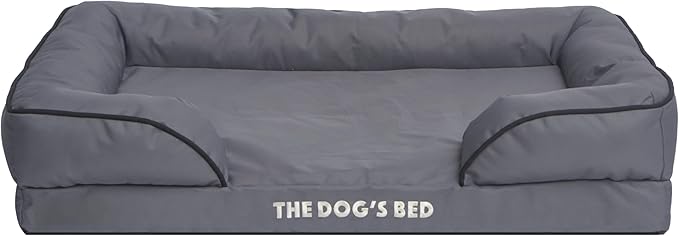 The Dog’s Bed, Orthopedic Standard Foam Waterproof Dog Bed with Standard Support, Large Grey with Black Trim, Waterproof, Supportive Dog Bed with Replaceable Covers, Veterinary Approved-Mewly Pet