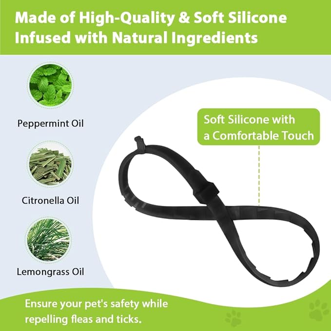 4 Pack Flea and Tick Collar for Cats, Natural Plant Oil Formula Cat Flea Collar Provides 32-Month Protection for Flea Tick Prevention, Waterproof & Adjustable Cat Flea Treatment for Most Cats-Mewly Pet