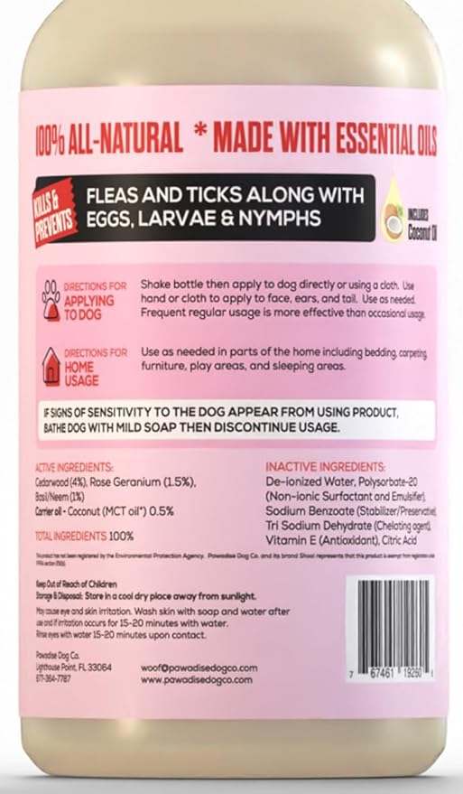Shoo! Flea & Tick Spray for Dogs and Home | Plant Based, Natural Oils, Chemical Free Formula | Kills, Repels, Prevents | 16 oz (Floral Bliss)-Mewly Pet