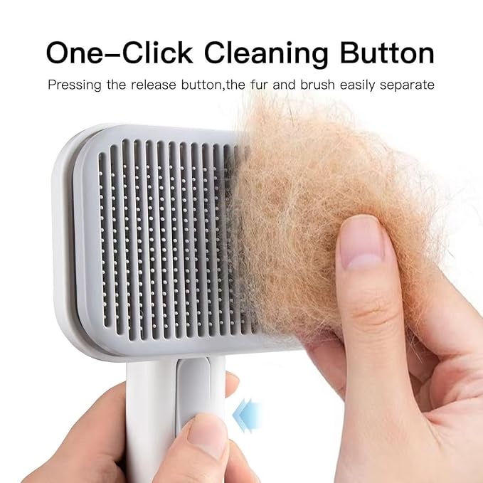 Self Cleaning Slicker Dog Cat Brush for Shedding - Deshedding Tool with Max Massage Tips, Grooming Brush for Short Medium Haired Cats & Dogs (White)-Mewly Pet