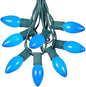 25 Foot C9 Blue Ceramic Christmas Lights Set - Indoor/Outdoor Christmas Light String - Christmas Tree Lights – Opaque Christmas Bulbs - Roofline Light String – Outdoor String Lights - Green Wire