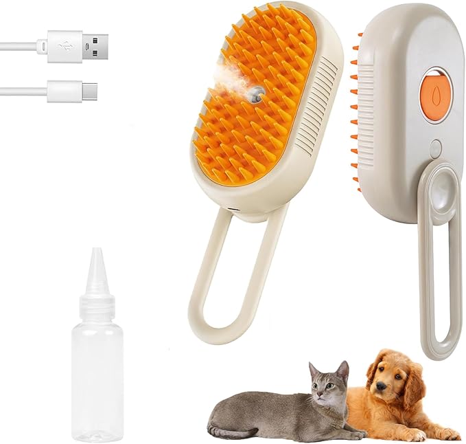 4-in-1 Cat Steam Brush for Shedding & Grooming, Spray Hair Removal Comb, Cat Brush for Massage, Pet Grooming Comb Hair Removal Tool for Cats and Dogs-Mewly Pet