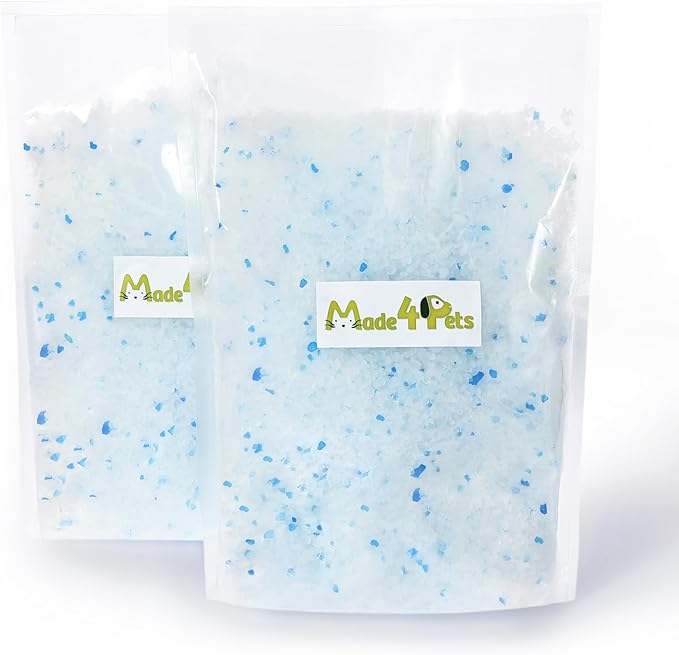 Made4Pets Cat Litter Crystals Odor Control, Kitty Litter Non Clumping No scooping Low Dust, Low Tracking, Lightweight, Dehydrates Waste,– 6.6 lbs (2 x 3.3 lb Packs)-Mewly Pet