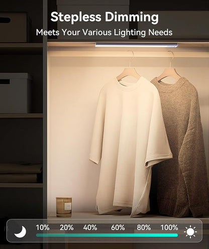 Under Cabinet Lighting, 3200mAh Rechargeable Motion Sensor Light Indoor, LED Battery Operated Cabinet Lights, Dimmable Closet Light, Wireless Under Counter Lights for Kitchen (2pack)