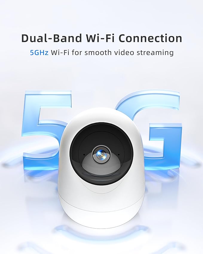 Indoor Camera 5G WiFi Pan & Tilt 2.5K 4MP Compatible up to 256GB SD Card (Not Included) - Security Camera Indoor, Plug-in Puppy/Pet Camera with Speaker/Phone App for Room, Motion Tracking-Mewly Pet