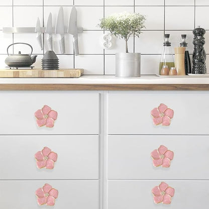 4 pcs Petal Knob Handle Unique Zinc Alloy Flower Shape Single Hole Knob Handle for Cabinets,Drawers, Wardrobes Furniture Decoration(Pink)