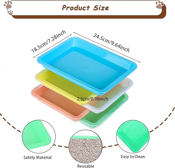 5pcs Kitten Litter Box, Small Cat Litter Box with Scooper, Small Litter Pan Low Entry Shallow Plastic Litter Tray Portable Cat Waste Tray Open Travel Kitten Boxes for Small Pet Rabbit Newborn Cat-Mewly Pet