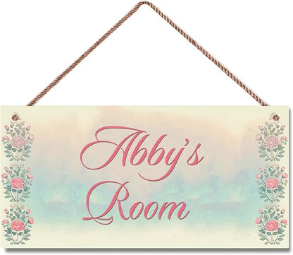 Personalized Sign Girls Bedroom Pretty Flowers Personalized Name Door Sign Wall Art Décor Wood Plaque Sign Wall Decor