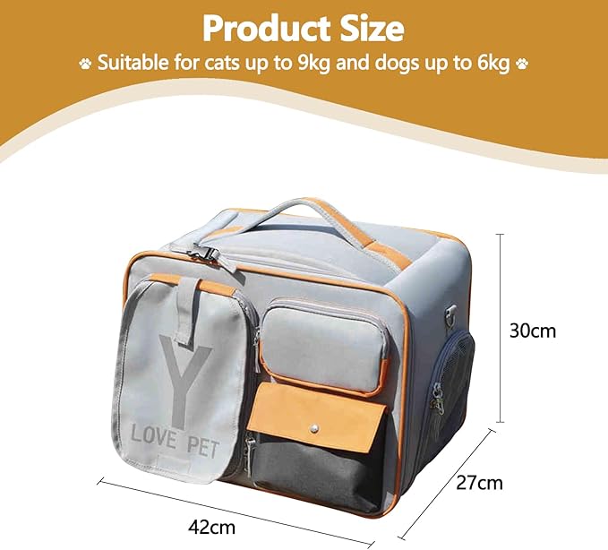 Dog Backpack, Pet Backpack with Upgrade Waist Cushion Design to Better Fit The Waist, Ventilated Soft Cat Backpack for Travel, Hiking, Camping(Gray)-Mewly Pet