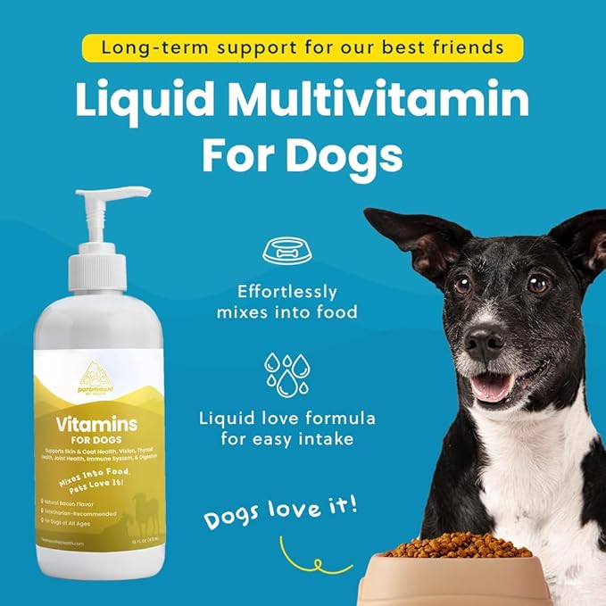 Liquid Multivitamin for Dogs with Probiotics, 8 in 1 Vitamins for Immune Support, Energy & Digestion, High Absorption Liquid Dog Supplement, Made in USA, 16 oz-Mewly Pet