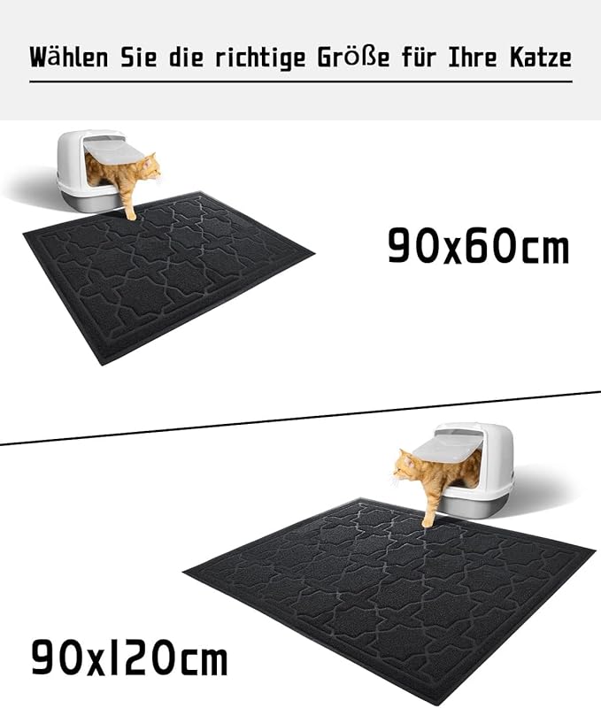 Yimobra Cat Litter Mat, 35.4"x23.6" Litter Box Mat with Litter Lock Mesh, Soft Cat Litter Mat Litter Trapping Mat, Easy to Clean, Non-Slip, Water Resistant, Litter Free Floors, Black-Mewly Pet
