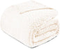 Exclusivo Mezcla Fleece King Size Blanket for Bed, 90x104 Inches Soft Cozy Jacquard Flannel Blankets, Lightweight Fuzzy Plush Warm for Winter, Off White