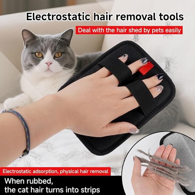 Pet Hair Remover, Electrostatic Pet Hair Removal Gloves-2-piece Set, Reusable Cat & Dog Hair Remover for Couch, Furniture, Carpet, Curtain, Upgraded Animal Fur Removal Tool-Mewly Pet