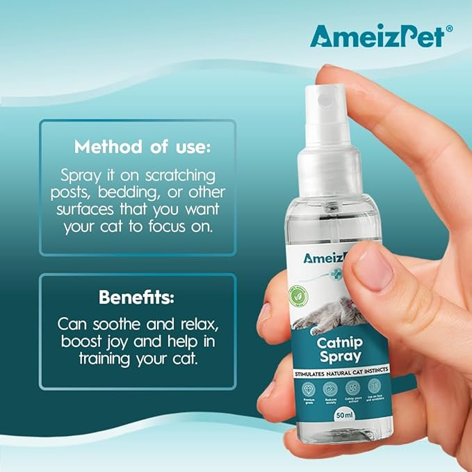 Catnip Spray for Cats, Cat Scratching Sprays, Transparent Cat & Kitten Behaviour Spray 50 ml (1.69 Oz)-Mewly Pet