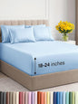 Extra Deep Cal King Sheet Set - 6 Piece Breathable and Cooling Sheets - Hotel Luxury Bed Sheets Set - Easy Fit - Soft, Wrinkle Free and Comfy Sheets Set - Light Blue Sheet Set with Extra Deep Pockets