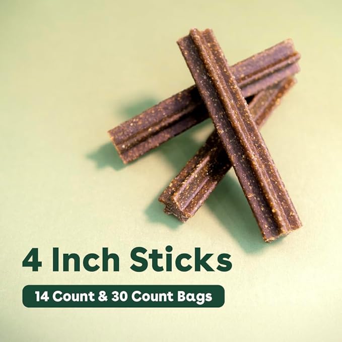 Pupford Dental Chews for Dogs, All-Natural 4-Inch Sticks for Plaque, Tartar & Bad Breath, Grooved Texture, Limited Ingredients, Made in USA (14 Count)-Mewly Pet