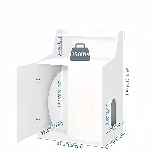 Large Cat Litter Box Enclosures,Litter Robot Enclosure,Hidden Litter Box Furniture,Hidden Cat Washroom Furniture with Door,Kitty Litter Box Furniture with Hidden Storage As Sideboard Cabinet-Mewly Pet