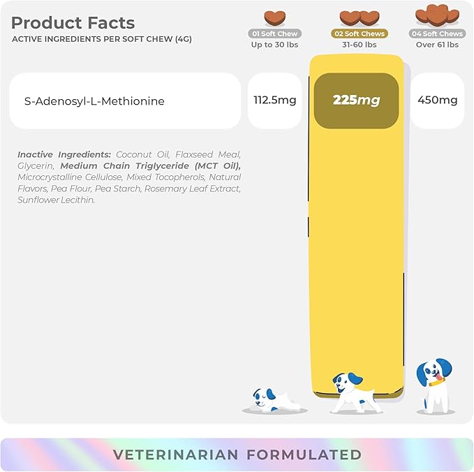 Same for Dogs - 90 Soft Chews - S-Adenosyl-L-Methionine - with MCT Oil for Better Absorption - Promotes Brain Health, Liver Support, and Cognitive Function-Mewly Pet
