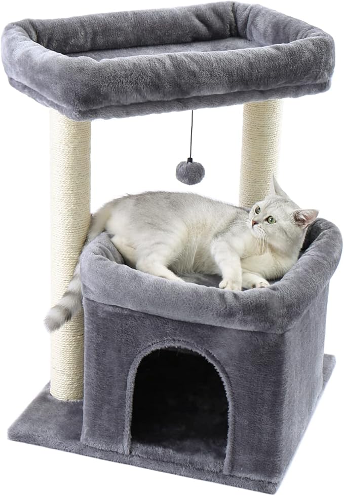 PEQULTI Cat Tree Cat Tower with Sisal-Covered Scratching Posts and Extra-Large Cat Perch Suitable for Small to Medium Cats-Mewly Pet