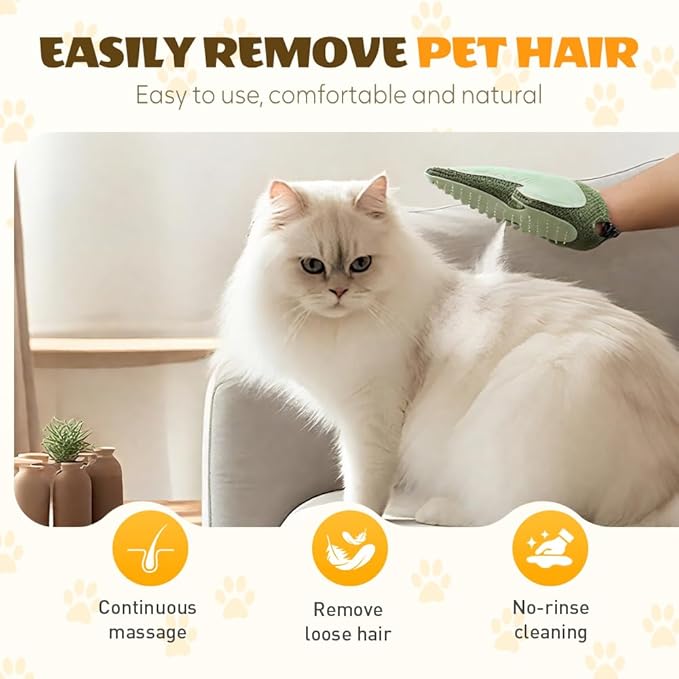 All-in-One Grooming Mist Glove for Pets, Upgrade Efficient Pet Hair Remover Gloves Grooming Spray Comb, Gentle Deshedding Efficient for Dogs & Cats (Green)-Mewly Pet