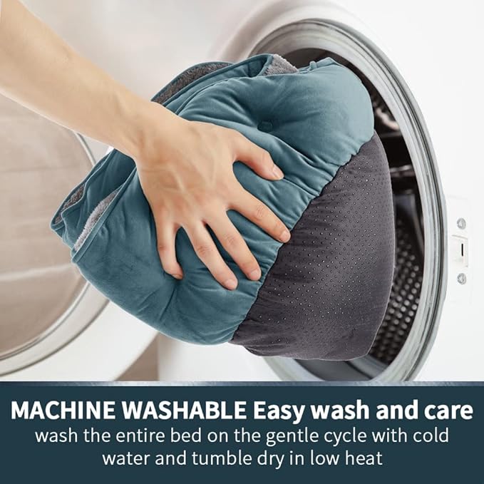 Asvin Medium Dog Bed for Medium Dogs, Cat Beds for Indoor Cats, Pet Bed for Puppy and Kitty, Extra Soft & Machine Washable with Anti-Slip & Water-Resistant Oxford Bottom, Teal, 25 inches-Mewly Pet