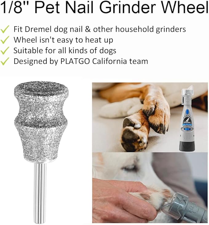 Diamond Dremel Nail Grinder Bits for Pets, Diamond Pet Nail Grinder Wheel can Perfect Work with Dremel Sanding Drums for Large Dogs & Small Dogs & Animal Nail Care,80 Grit Home Grinder Tools-Mewly Pet