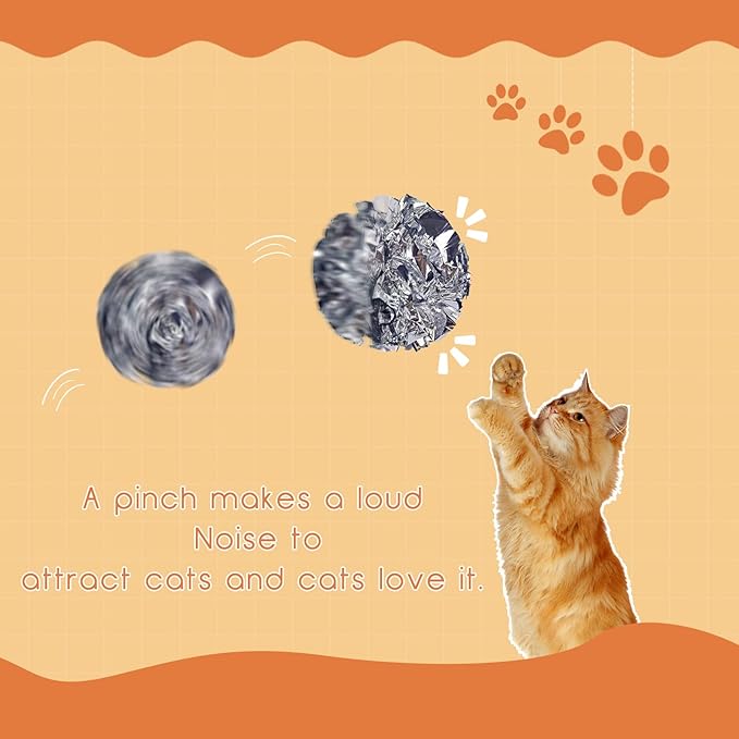 Andiker Cat Crinkle Balls, 2.36 Inches 6 Colors 12pcs Cat Balls Chew and Chase Kitten Mylar Crinkle Ball Lightweight Cats Toys for Indoor Cats to Keep Fit and Active(12pcs)-Mewly Pet