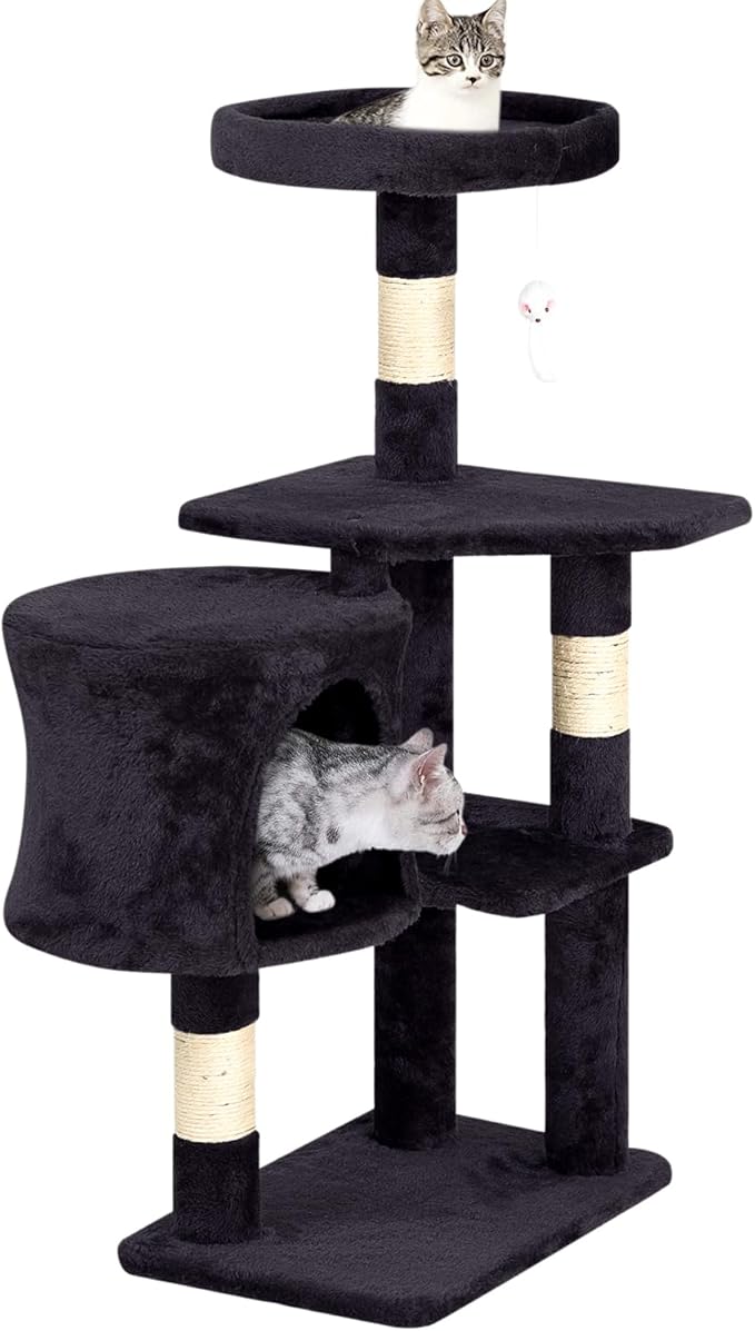 BestPet Cat Tree 36 inch Tall Scratching Toy Activity Centre Cat Tower Cat Condo Multi-Level Furniture Scratching Posts for Indoor Cats,Dark Gray-Mewly Pet