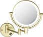 KIBI Circular Wall Mount Makeup Mirror with LED Lights, Dual-Sided 1x/5x Magnifying Mirror with Adjustable Arm, 360° Swivel, Solid Brass Construction for Durability and Style (Brushed Gold, KMM101)