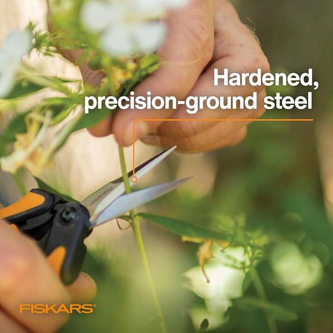 Fiskars Micro-Tip Pruning Snips - 6" Garden Shears with Sheath and Comfort Grip - Sharp Steel Blades - Quality Pruning Shears for Plants in Grow Tents and Hydroponics - Garden Tools-Mewly Pet