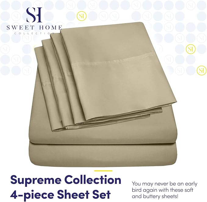 Twin XL Size Bed Sheets - 4 Piece 1500 Supreme Collection Fine Brushed Microfiber Deep Pocket Twin X-Large Sheet Set Bedding - 1 EXTRA PILLOW CASES, GREAT VALUE, Twin XL, Sage
