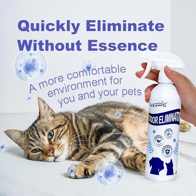Pet Odor Eliminator for strong odor 16.9oz Spray, Suitable for Dogs and Cats Colorless Odorless Fragrance Free, Highly Effective Safe Ingredients odor eliminator-Mewly Pet
