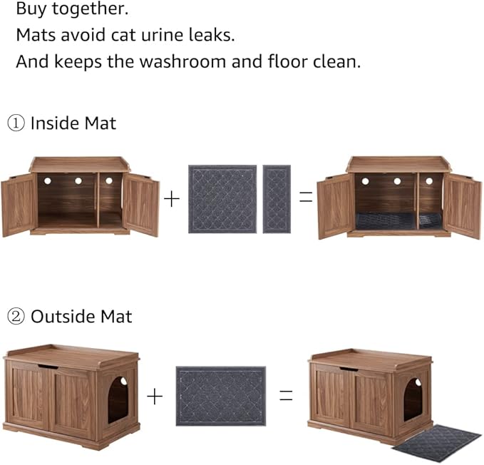 unipaws Cat Litter Box Enclosure Furniture, Hidden Litter Box Cover Washroom, Dog Proof Cabinet House for Large Cat, Hideaway Litter Box, Walnut-Mewly Pet