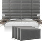 Vänt Upholstered Wall Panels - King/Cal King Size Wall Mounted Velvet Headboards - Velvet Smoke Grey - Twin/King - Set of 4 Panels (Each Individual Panel 39"x11.5")