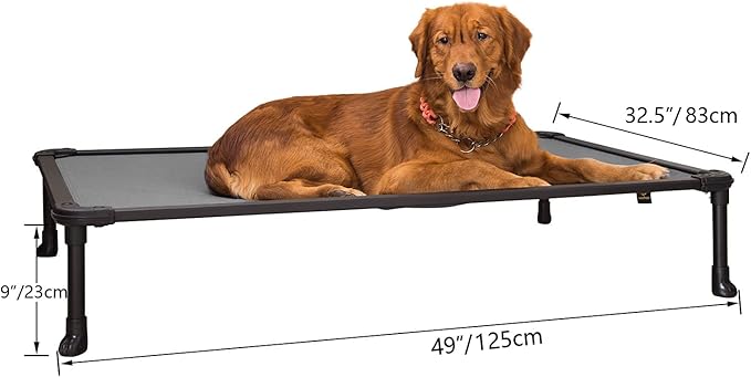 Veehoo Chew Proof Elevated Dog Bed - Cooling Raised Pet Cot - Rustless Aluminum Frame and Durable Textilene Mesh, Unique Designed No-Slip Feet for Indoor or Outdoor Use, Grey, X-Large, CWC2002-Mewly Pet