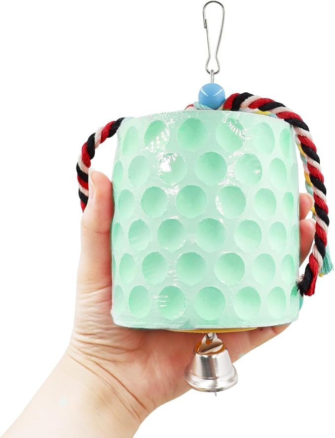 Oooct Extra Large Bird Chewing Toy, Parrot Beak Grinding Calcium Stone with Bells, Bird Cage Accessories, Cage Toys for Cockatiel Parakeet Parrot Budgies Rat Hamster Chinchilla Rabbit Bunny Green-Mewly Pet