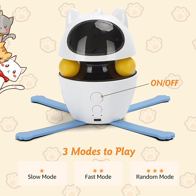 Nobleza 3-in-1 Cat Laser Toy with Feather Trackball, Rechargeable Pet Interactive Pointer Red Light Game, 3 Modes Random Trajectory Motion Activated Boredom Buster for Cat Self Play Home Indoor-Mewly Pet