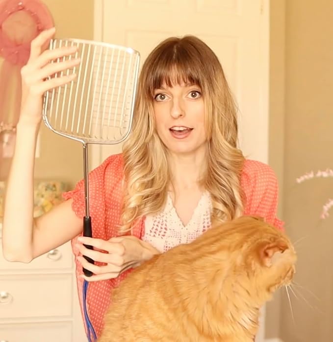 Sand Dipper Cat Poop Scooper & Chicken Poop Scooper - Rugged Big 6" Square Stainless Steel Long Handle for Home Kitty Litter Scoop & Farm Chicken Compatible Coop Scooper (Scoop)-Mewly Pet