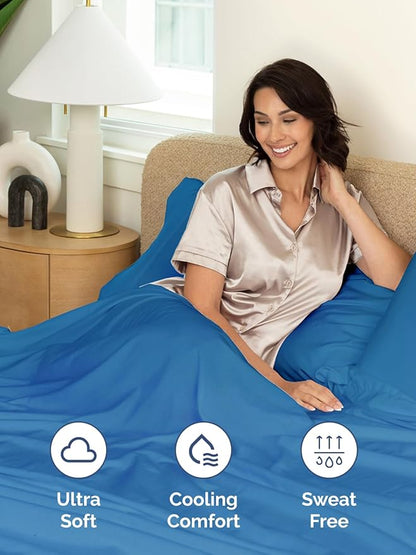 Extra Deep Queen Sheet Set - 6 Piece Breathable & Cooling Sheets - Hotel Luxury Bed Sheets Set - Easy & Secure Fit - Soft, Wrinkle Free & Comfy Sheets Set - Royal Blue Sheet Set w/Extra Deep Pockets