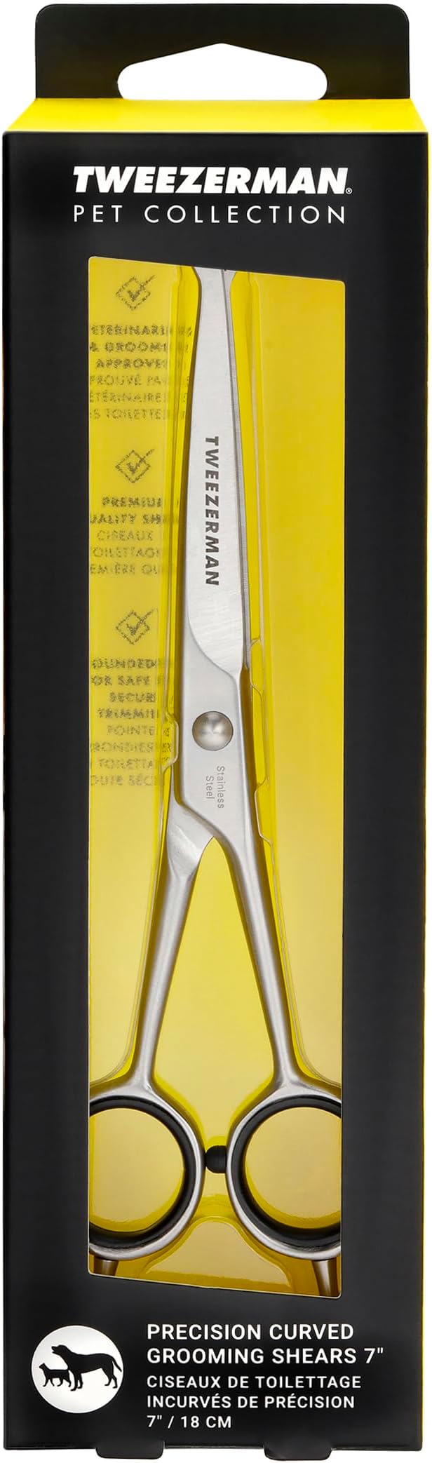 Tweezerman 7" Pet Grooming Scissors with Safety Round Tips, Professional Curved Grooming Shears for Dogs and Cats-Mewly Pet