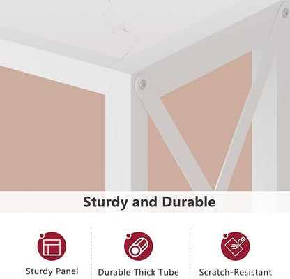 Tajsoon Console Table 41.8”, 2-Tier Entryway Table Narrow Sofa Table with Shelves, Entrance Table with Stable X-Frame, for Entryway, Hallway, Living Room, Foyer, Corridor, Office, White