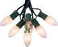 100 Feet C9 Bulb String Lights Outdoor Clear Christmas Lights Green Wire for Outdoor Patio Room Party Backyard Decoration, E17 Base, 100 Bulbs